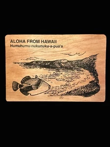 Veneer Post Card Aloha From Hawaii Angel Fish Hualalai 100% Hawaiian KOA Vintage - Picture 1 of 2