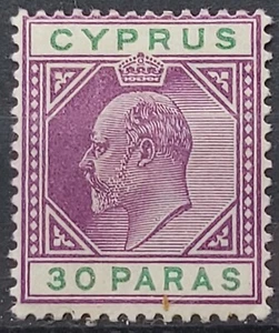 Cyprus KEVII 1904-10 30 Paras Purple & Green Wmk MCCA Mint sg 63 - Picture 1 of 2