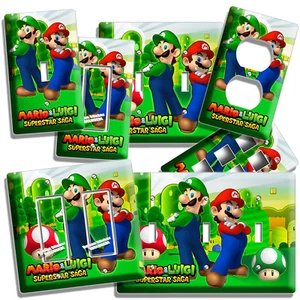 SUPER MARIO LUIGI BROS LIGHT SWITCH OUTLET WALL PLATE COVER GAME KIDS ROOM DECOR - Picture 1 of 34