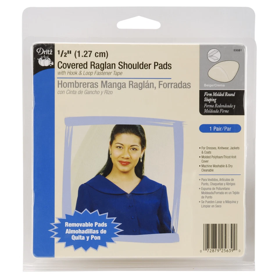 1/2"" Covered Raglan W/Hook & Loop Tape Shoulder Pads 2/Pkg-Beige, Set Of 3 - Image 1 of 1