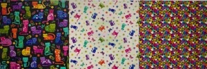 Fabric Metallic Katie's Cats 100% cotton Sold by 1/2 Metre - Picture 1 of 3