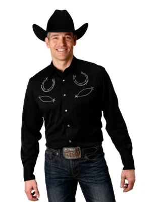 Camisa Roper Western Para Hombre L/S Bordada a Presión Negra 03-001-0040-0672 BL Foto 1 de 2