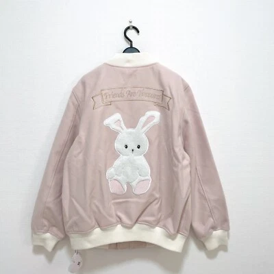 全新带标签 Ank Rouge 兔子夹克 Blouson 大衣粉色 M 码美国 XS/S Lolita Kawaii 日本 — 第 1/4 张图片