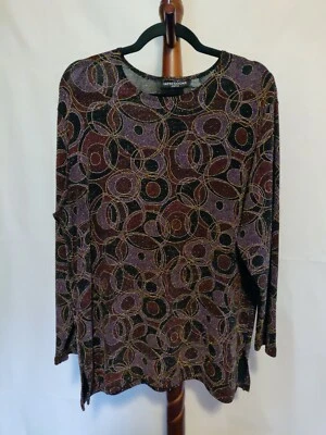 Impressions Lifestyle Mujer Talla L Top Multicolor Estampado Metálico LS Cuello Redondo Foto 1 de 4