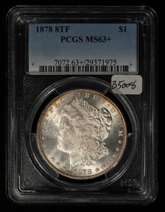 1878 8TF $1 Morgan Silver Dollar - Flashy PQ Coin - PCGS MS 63+ Plus - SKU-B5008 - Picture 1 of 4