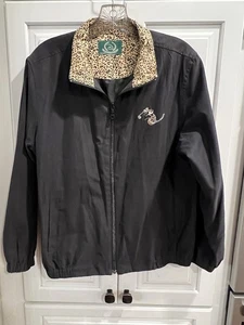 Walt Disney Golf Collect. Full Zip Jacket Black Leopard Collar Mickey Mouse XL - Picture 1 of 8