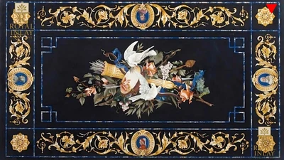 Royal Marble Inlay TableTop –Elegantly Handmade Floral Pietra Dura 36"X24" - Image 1 of 4