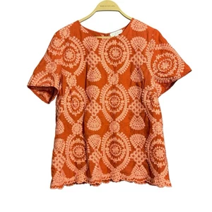 Camicia donna Anthropologie Eri Ali Coralie taglia L ricamo retrò uncinetto - Foto 1 di 12