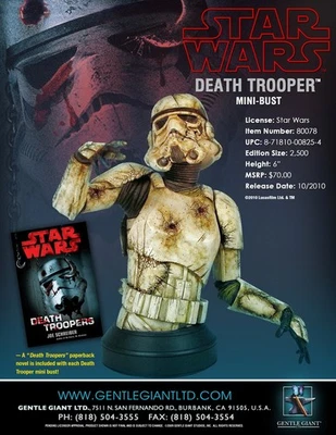 GENTLE GIGANTE STAR WARS DEATH TROOPER ZOMBIE STORMTROOPER BUSTO 1/6 NUEVO #9 *EE. UU.* Foto 1 de 4