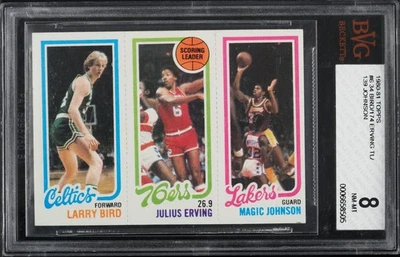 Magic Johnson Larry Bird Erving 1980 Topps Rookie BVG BGS 8 - Image 1 of 2