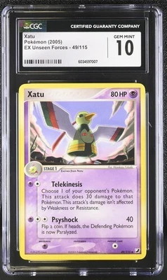 2005 Pokémon Xatu EX Unseen Forces CGC 10 GEM MINT – Vintage Non-Holo Rare - Image 1 of 2