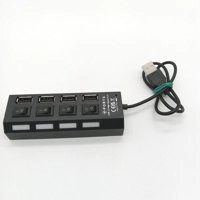 4 Port USB 2.0 Multi Hub Splitter On Off Switch For Desktop Laptop PC - Image 1 of 3
