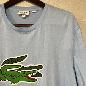 Camisa clásica con estampado de logotipo de cocodrilo Lacoste nueva sin etiquetas para hombre 2XL azul bebé - Imagen 1 de 10
