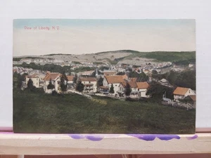 LIBERTY NEW YORK VOGELPERSPEKTIVE VINTAGE POSTKARTE NY - Bild 1 von 2