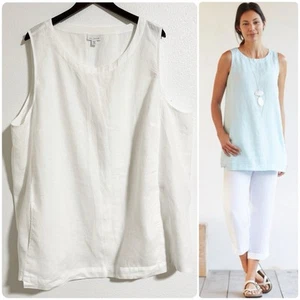 Camiseta sin mangas J. Jill Pure Jill de lino con bolsillos blanca talla 4X - Imagen 1 de 12