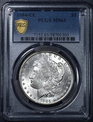 1884-CC $1 MORGAN SILVER DOLLAR KM# 110 PCGS MS 63 A5833 - Image 1 of 2