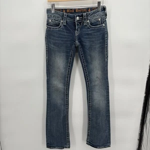 Rock Revival Buckle Size 26 Medium Wash Low rise Noelle Boot Cut Embroidere Jean - Picture 1 of 7