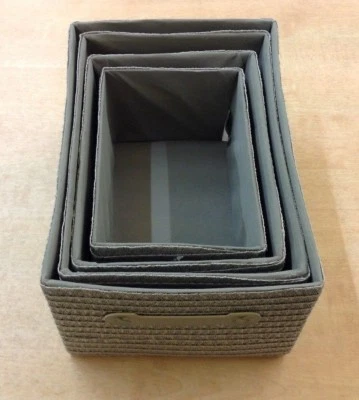 SiL Interiors Grey Fabric Weaved Storage Boxes, 4Pk,, Home,, Stack (S) (S916) - Image 1 of 3