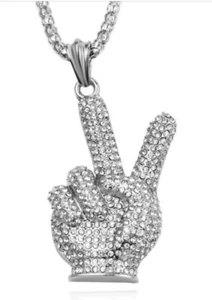 Michael Jackson King of Pop Rhinestone Glove Metal Pendant Necklace - Picture 1 of 1