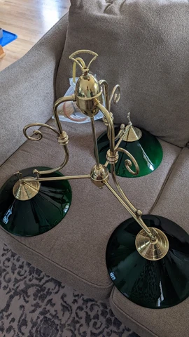 Modern Brass Triple Green Shades Pool table Light Cover