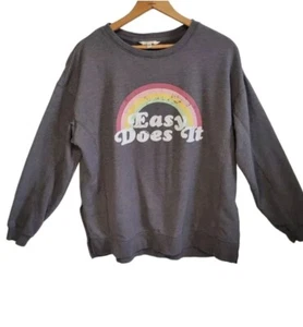 Wildfox Grey Rainbow Easy Does It Graphic Sweatshirt Size M - Picture 1 of 10