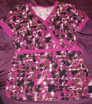 Koi Kathy Peterson Womens Medical Scrub Top Kathryn Small Pink/Brown 115PR - Изображение 1 из 3