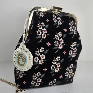 Spartina 449 Evening Bag White Hall Blossom Sprig Black Crossbody Handbag Rare  - Picture 1 of 23