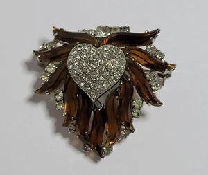 Spilla Austria cuore fiammeggiante strass vintage - Foto 1 di 3