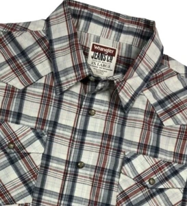 Wrangler Red White Blue Plaid Western Pearl Snap Shirt Men’s 2XL - Picture 1 of 9