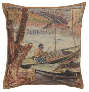 Cushion Cover – Peche au Printemps, Fishing – Throw Pillow Cover 16x16 in New - Picture 1 of 10