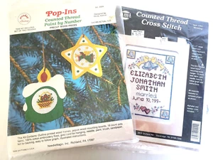 Menge 2 Vintage gezählte Faden Kreuzstich Ornament Kits & Pop Ins Kits - Bild 1 von 4