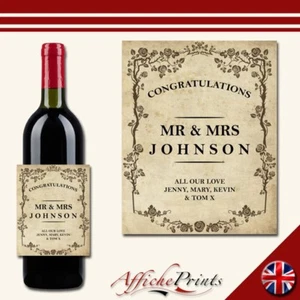 Personalisierter individueller Weinaufkleber Vintage-Stil Hochzeit Verlobung Geschenk - Bild 1 von 1