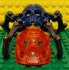 LEGO Bionicle Dark Blue Skull Spider & TRANS-NEON ORANGE Kanohi Mask of Fire! - Picture 1 of 10