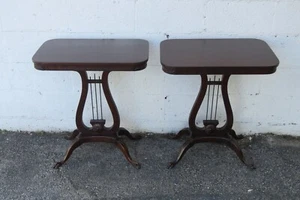 Mahogany Harp Claw Feet Side End Tables A Pair 5441 - Picture 1 of 18