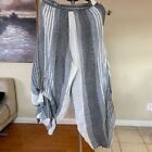 Luukaa Boho Lagenlook Hoolah Linen Palazzo Gypsy Layered Striped Pants size 8