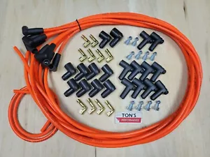 Ton's 8mm 90* Universal Spark Plug Wire Kit Set 8 cylinder v8 Socket HEI Orange - Picture 1 of 1