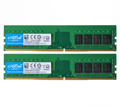 Crucial DDR4 RAM 16 GB 2x8 GB PC4-2133P 2133MHz 288Pin DIMM Desktop Memory CL15 - Image 1 of 4