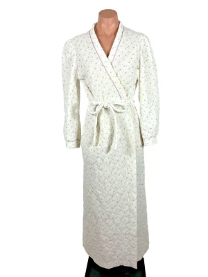 Bata de franela floral púrpura Jennifer Dale vintage años 70 abuela Cottagecore L ILGWU Foto 1 de 4