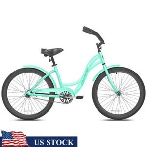24" Girls Beach Cruiser Bicycle Adjustable Seat Coaster Brake Smooth Ride Green - Picture 1 of 1