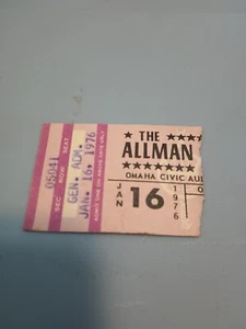 1976 Allman Brothers Band concert ticket stub Omaha Nebraska Wipe The Windows - Picture 1 of 2