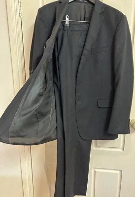 SOHO Kevin Dixon Men suit Jacket Size 40 / 102 Pants Size 34/87 Wool Black Strip - image 1 of 4