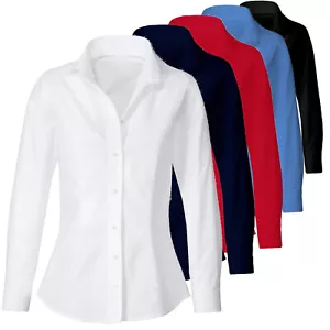 ELEGANT Damen HEMD BÜRO BUSINESS BLUSE Gr.S M L XL XXL WEIß SCHWARZ BLAU Rot - Bild 1 von 2