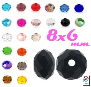 Tschechische Kristall Perlen Rondell 8 x 6 mm 20stk Glasperlen Schmuck Wählen - Bild 1 von 23
