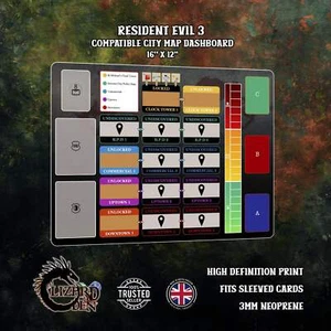 Resident Evil 3 Board Game City Map Dashboard Mat - Picture 1 of 5
