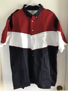 Hilton ZP2274 - Speed Zone Adult Pit Crew Mechanic Race Shirt Red White Stripe - Picture 1 of 5