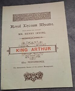 1895 Henry Irving King Arthur Lyceum Theatre Programme not Gilbert & Sullivan