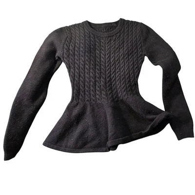 TED BAKER шерсти смесь черный длинным рукавом кабель трикотажа пеплум свитер TB 0 размер США 2 - Изображение 1 из 4