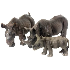 Afrikanischer Dschungel Tiere Spielzeug Nashorn Figur Realistisch Miniatur 3 Stück #169... - Bild 1 von 5