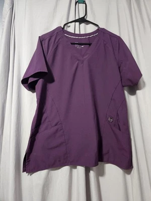 Blusa Médica Wonder Wink Púrpura para Mujer Cuello en V Bolsillos Mangas Cortas Talla L Foto 1 de 4