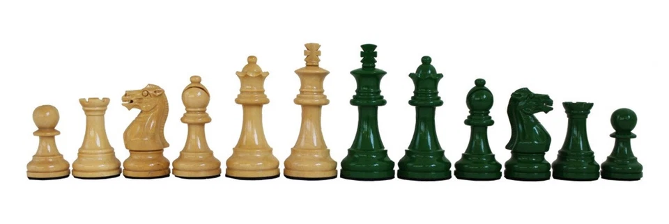 Italfama Wooden Chess Pieces, Weighted, Green/Natural, King 7.6 cm, Italy - Image 1 of 1